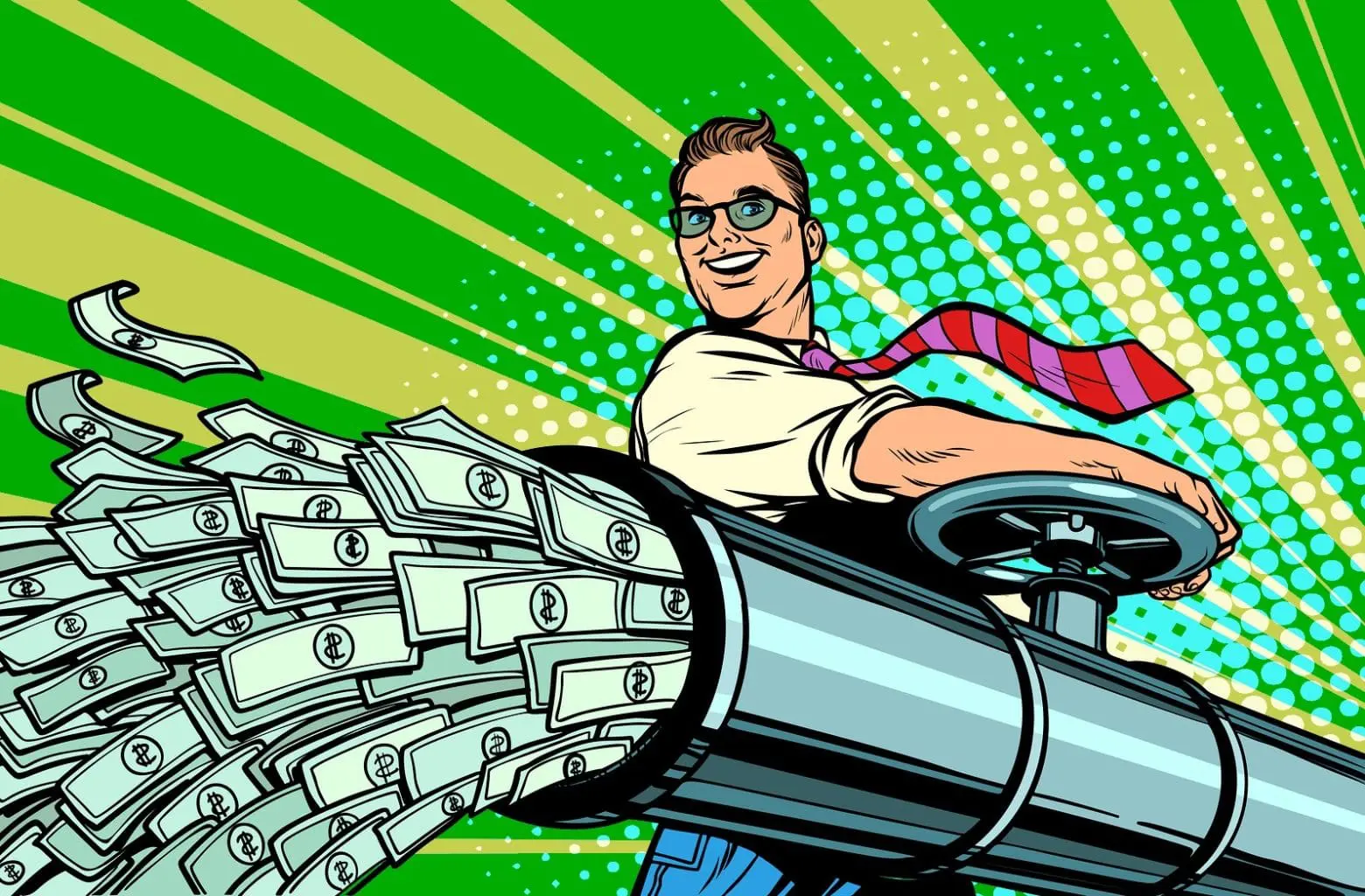 bigstock-Businessman-Opens-Pipe-Money–257576959B